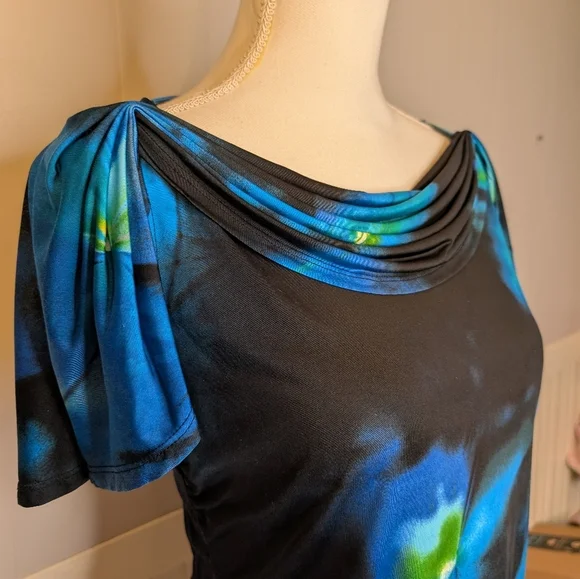 Y2K Tie Dye Cowl Neck Top | Fairy Grunge Flutter Sleeve | Size Small - Picture 5 of 14